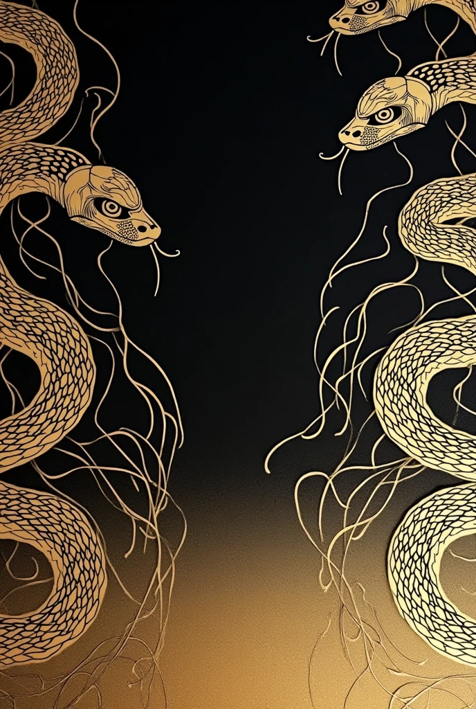 Create the image of a t-shirt for interclasses with a gradient between gold and black where the black is at the top and the gold at the bottom and also with some drawings of a snake in white and gold