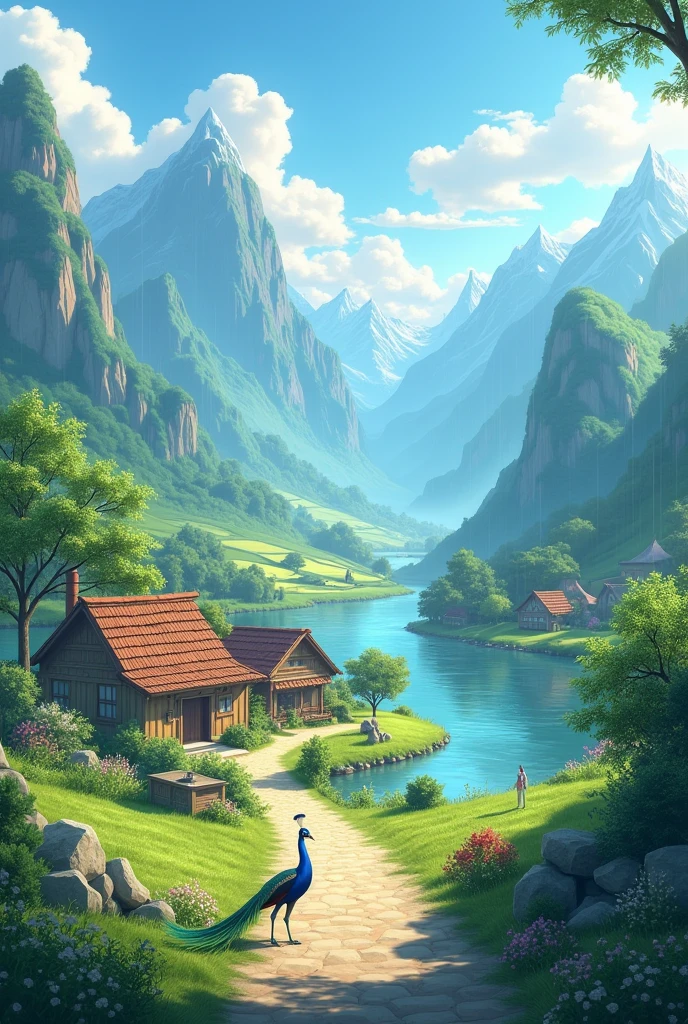Best atmosphere and rain, crackers,peacock, ,smol village best view , river to mountain loop video
