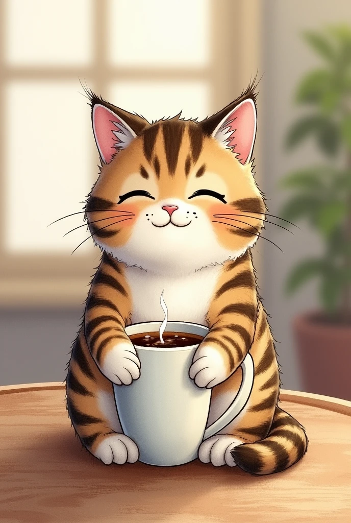 Mikado Neko drawing with a coffee