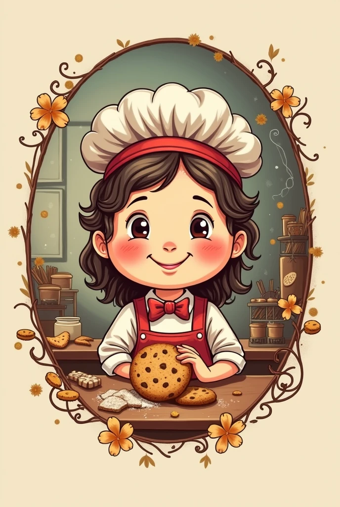Create a happy 19th century cookie logo:3