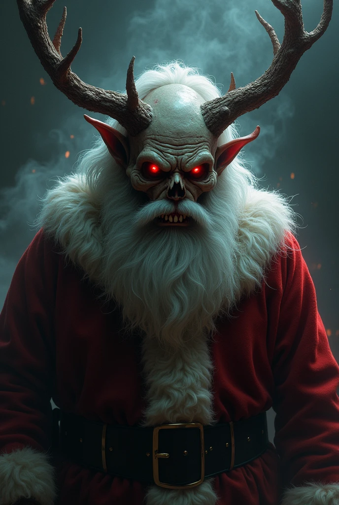 Create a demonic Santa Claus for a logo for a clandestine party flyer 
