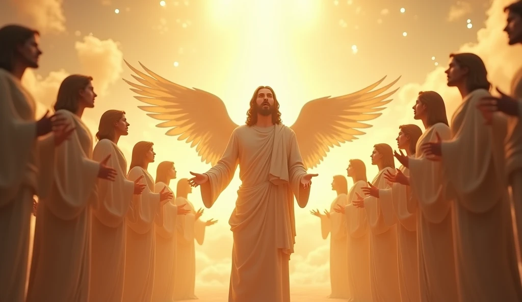 Jesus in Heaven, conducting a choir of angels