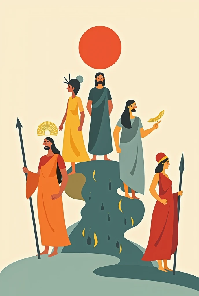 Gods of ancient Greece minimalist colorful illustration 