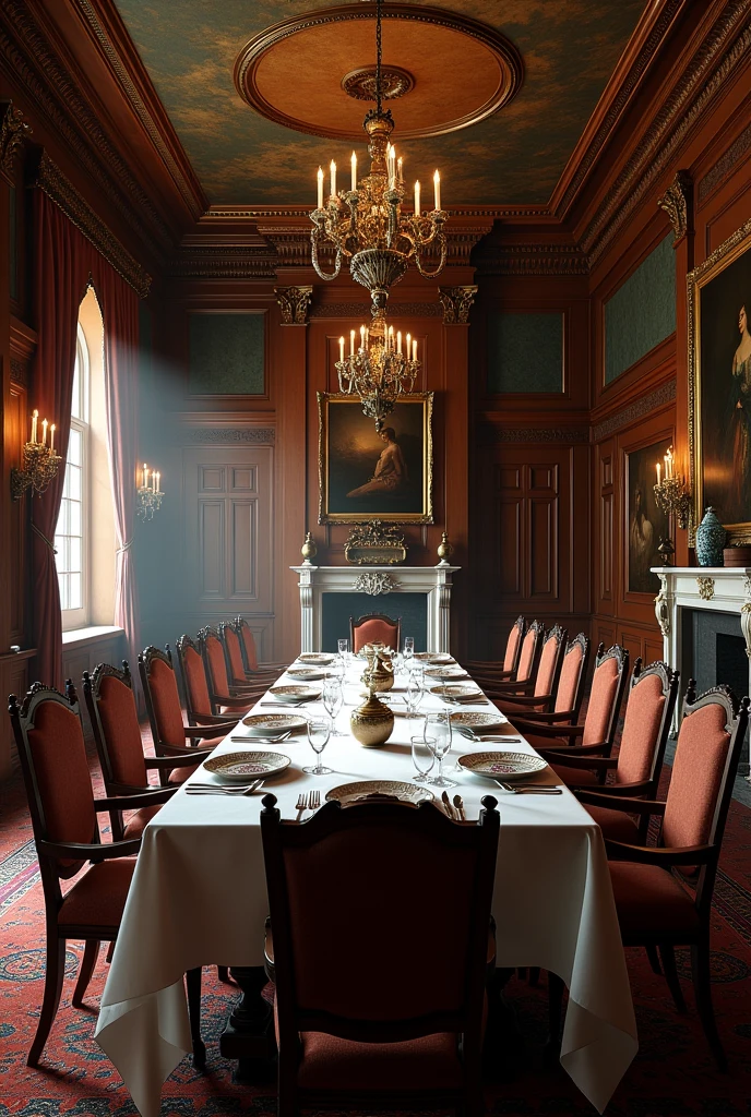 Dining room of thornfield hall from book Jane Eyre
