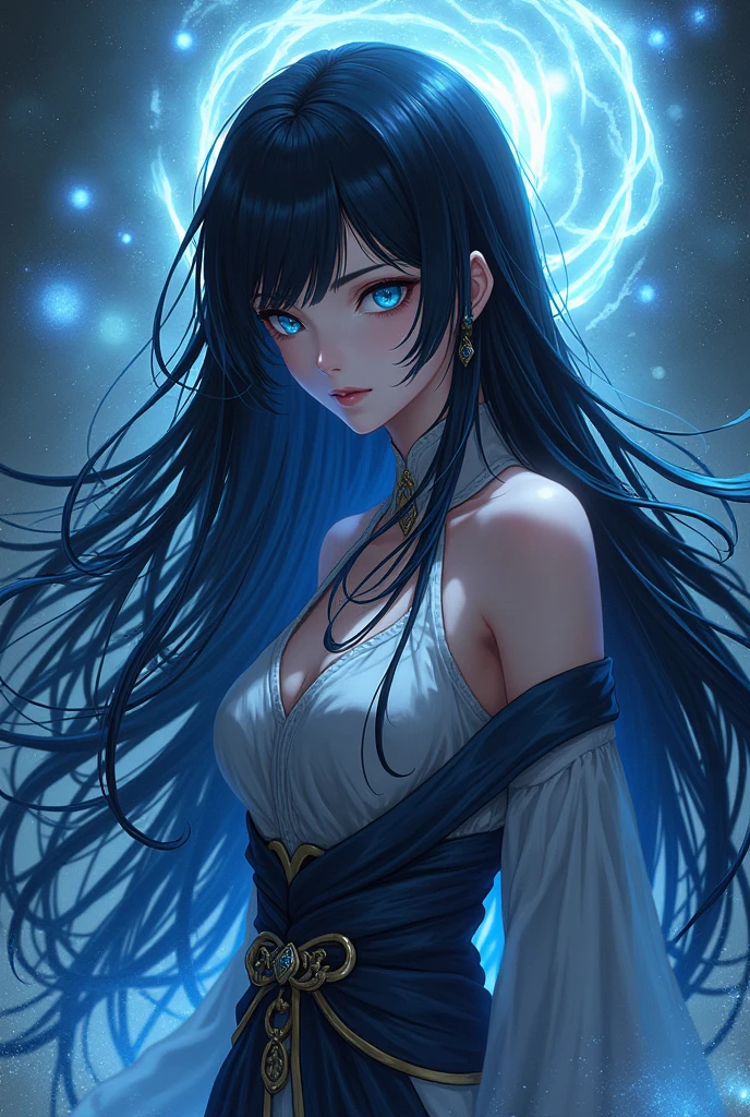 Jujutsu Kaisen female Long Black Hair blue eyes