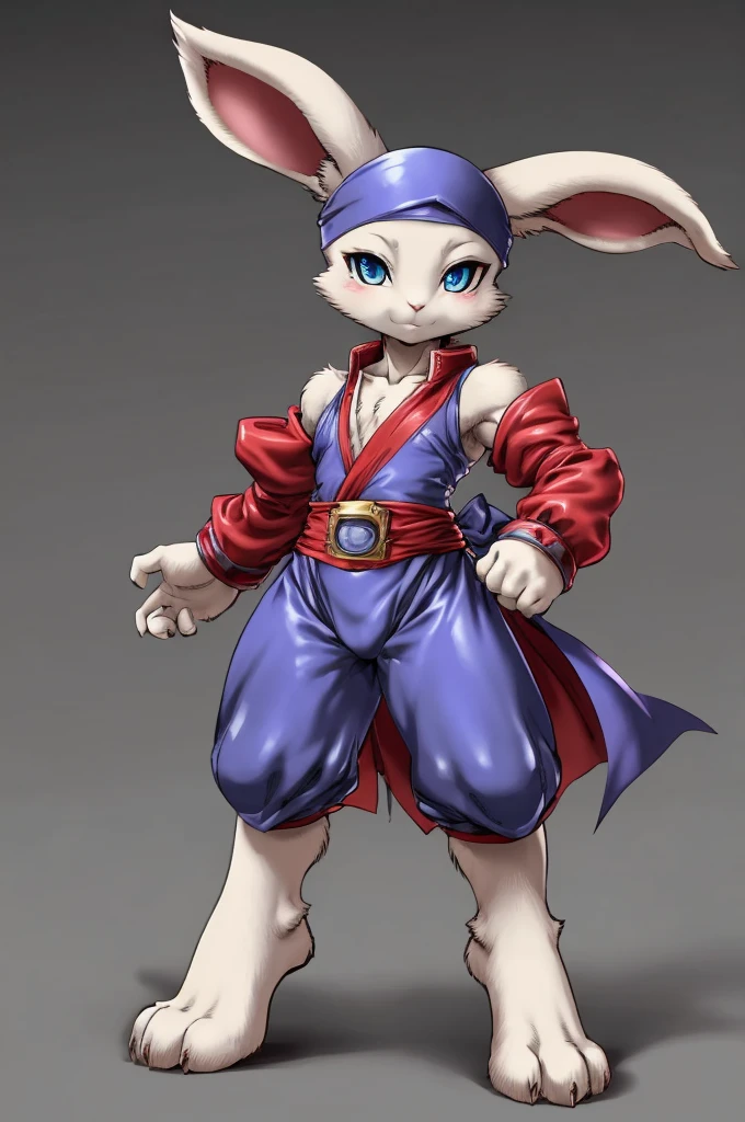 rabbit, furry male anthro,HD,sharp,boy ((anthro)),1boy,boy,young boy,(look at viewer) ,(perfect eyes),rogue outfit,Rabbit_Bloody_Roar,(brown skin),by dr comet,by pochincoff, by jlullaby,by kingbang,by obui,by ZeroQrisu,by sparrow,by gmeen,standing,ninja outfit,collarbone,((simple background)),(gray background)