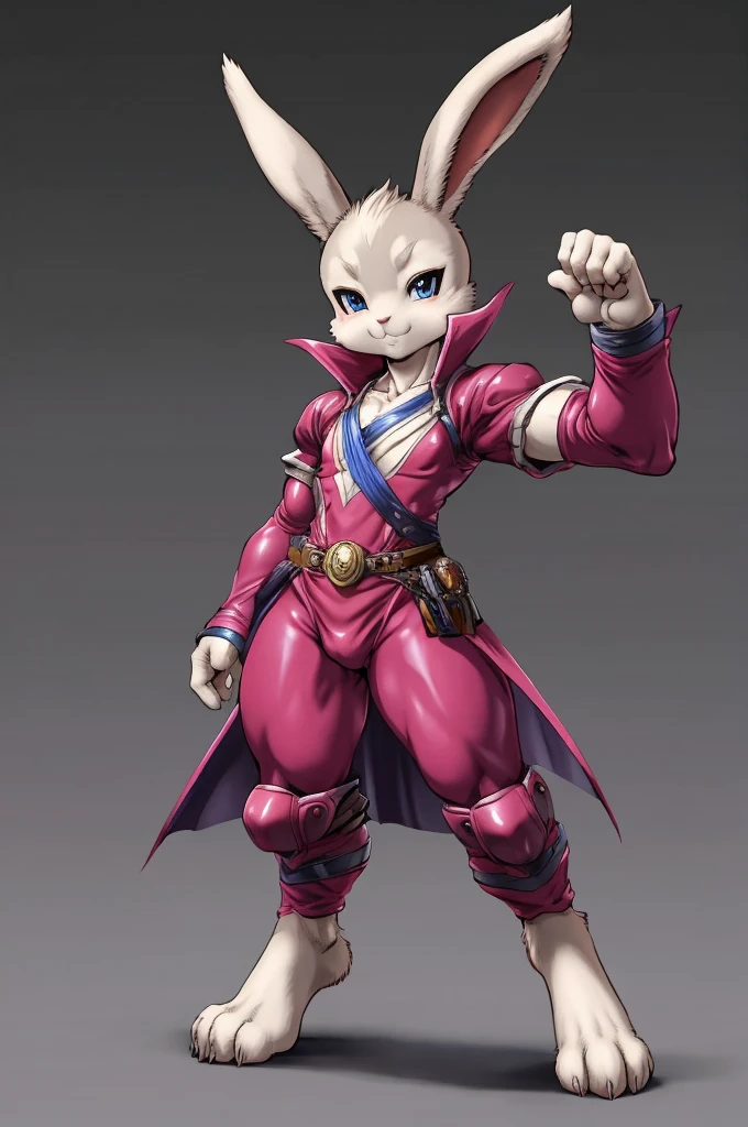 rabbit, furry male anthro,HD,sharp,boy ((anthro)),1boy,boy,young boy,(look at viewer) ,(perfect eyes),rogue outfit,Rabbit_Bloody_Roar,(brown skin),by dr comet,by pochincoff, by jlullaby,by kingbang,by obui,by ZeroQrisu,by sparrow,by gmeen,standing,ninja outfit,collarbone,((simple background)),(gray background)