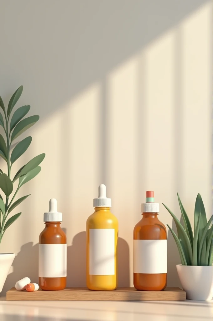 Three different medicine bottles on a shelf