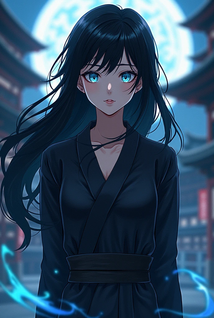 Jujutsu Kaisen female Long Black Hair blue eyes