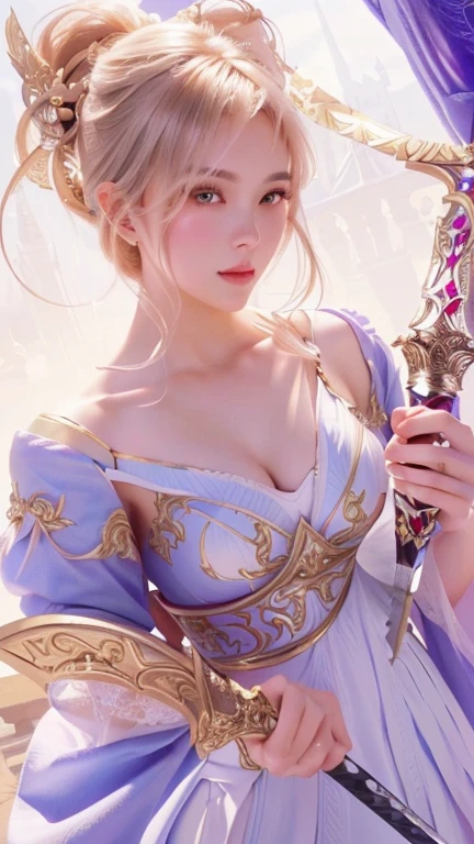 a close up of a woman in a dress holding a sword, extremely detailed artgerm, artgerm detailed, artgerm. high detail, cushart krenz key art feminine, artgerm on artstation pixiv, artgerm style, ! dream artgerm, artgerm. illustration, style of artgerm