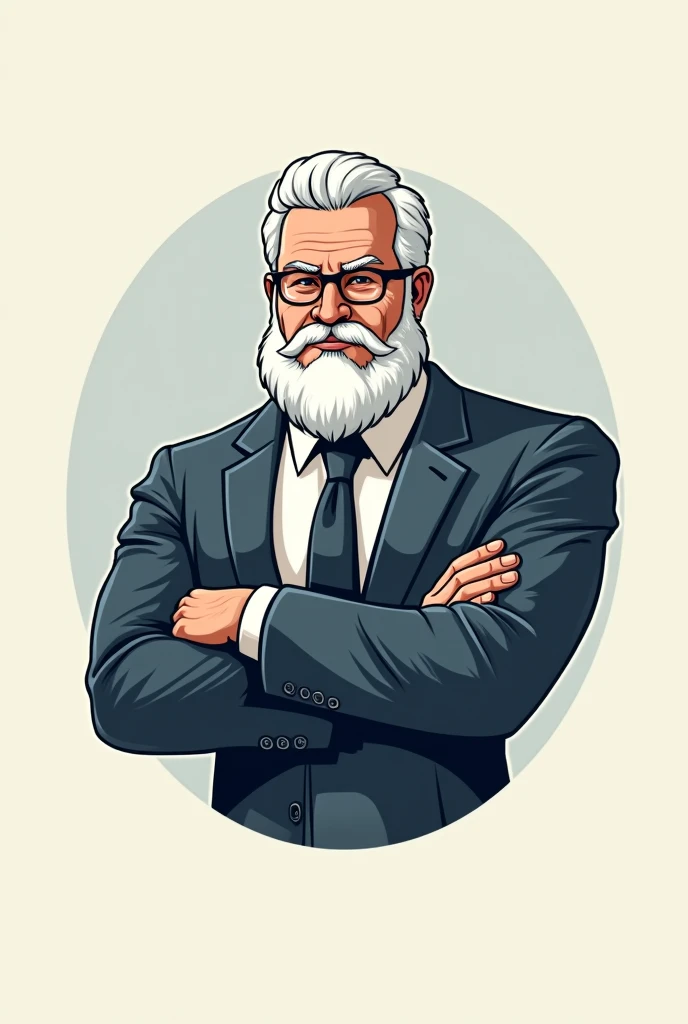 Logo for the discipline visual identity project with a mascot of a strong man with a white beard and glasses, a super teacher