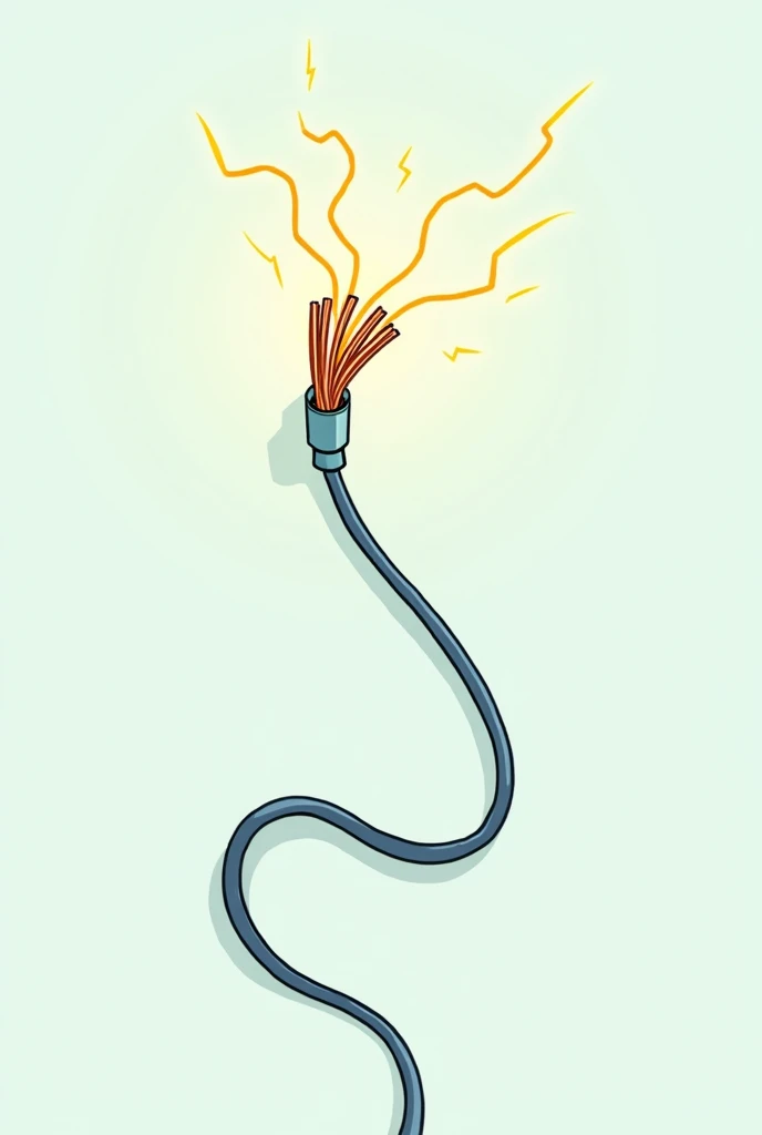 a wire with electricity with the copper exposed in simple cartoon style