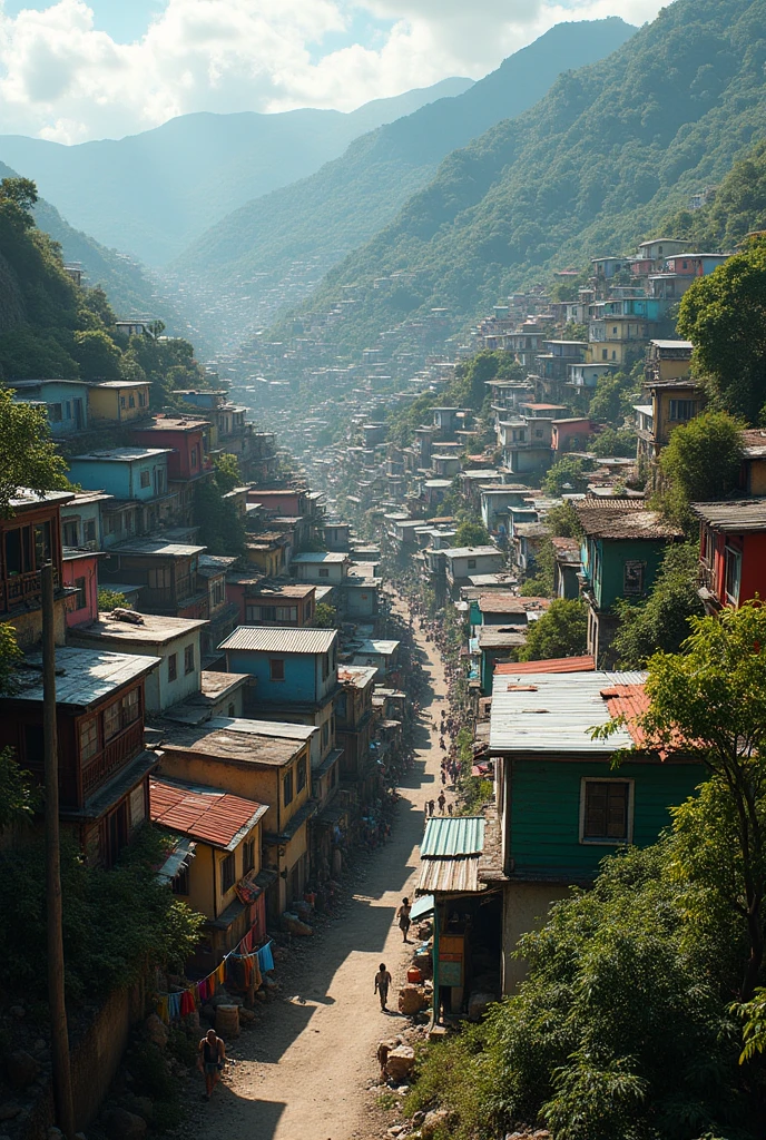 Generates an image, brazilian favelas in landscape format