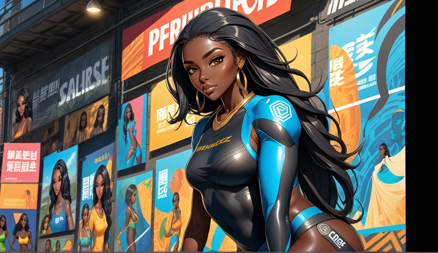 ((Plain background: 1.5)), ((Full body: 1.5)), ((dark-skinned beautiful African woman: 1.7)) with very long black hair, strong body, thick athletic body, character sheet, Realistic, top quality picture, 4K, ultra HD |, ((master part))), (((best qualityer))), ((ultra detali)),(Highly detailed CG illustration), Cinematic light, camera: Choose an angle that highlights the beauty of the character. resolution: Aim for a high-resolution artwork to showcase intricate details and clarity