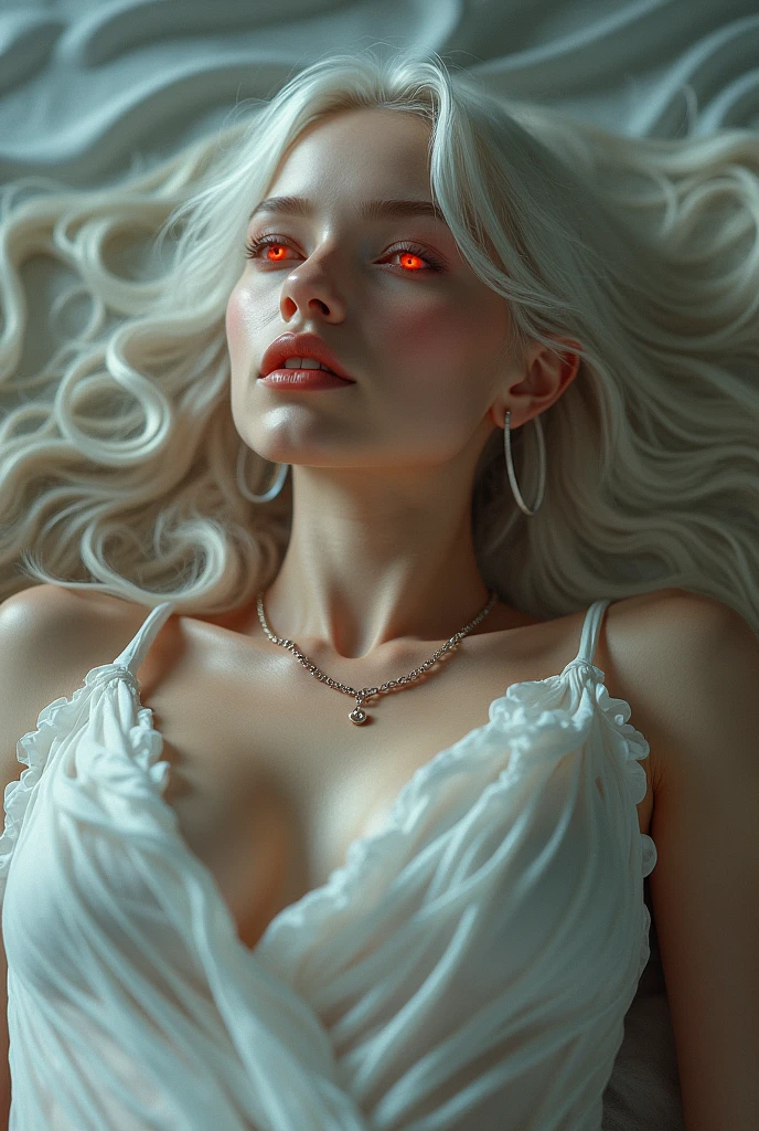 naked　　beautiful　White Hair　Long Hair　Very long hair　Crimson eyes　Red eyes　Slim body　low length　Small body　　Overall image　Lying down