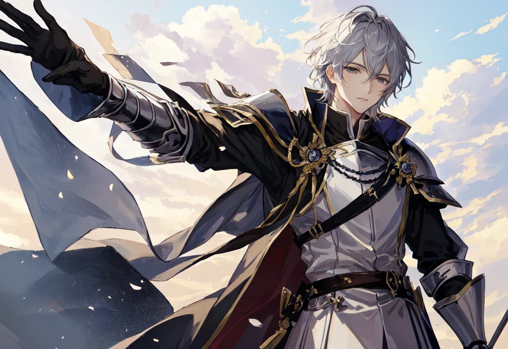 Anime style image of a man dressed in a knight's suit holding a sword., sacred waters in style of wlop, Portrait of Thancred, sacred waters, cerochan art, I was the point, highly detailed exquisite fanart, cerochan, casimir art, genshin impact keqing, from Shitao, Shadowverse style, son of sparda