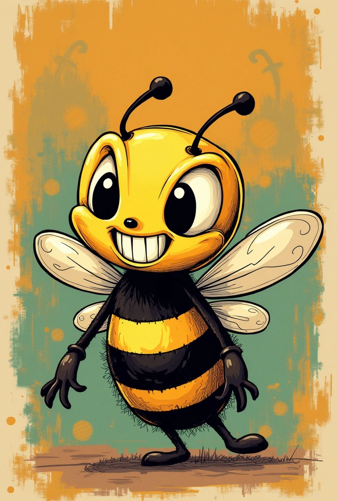 cuphead style bee drawing