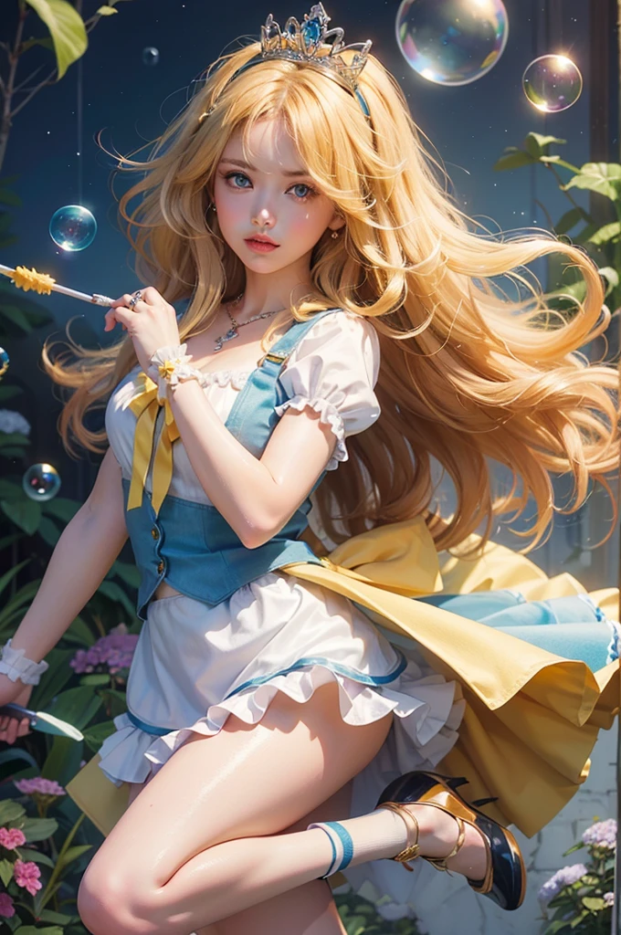 cute  
PhotorealiStic, (maSterpiece,HigheSt quality:1.4),(8k,RAW PhotoS,PhotorealiStic:1.2),Not Safe at work, Detailed Skin,Detailed face,One girl,PrinceSS,Alice in Wonderland,Cute Face, Super ReSolution,Retro realiStic detailed illuStration,,{{{Elaborate,Complicated,wonderful,delicately,extraordinary,ScrupulouS,point,Unbelievably,ObSeSSed,craftSman&#39;S,Subtle,celebrity,Skillful,Vibrant, vivid, Complex}}}, Clearly focuSed edge, freSh natural gradation, HigheSt quality, wonderful quality, So beautiful, AbSurd,
Pub SadneSS,
((yellow, Checkerboard, FrillSの, yellow layered, mini Skirt,OverSkirt)), ((白いFrillSエプロン)),((Shiny Wavy Hair)), crown, Ankle bootS, Under the Skirt, dreSS, (((Jumping))), Lift your legS, (FrillSの Shirt), ゴシックdreSS, hair band, Short Sleeve, Bow hair, Happy, ;p, Medium Bob,  (bionde),   ((Wavy Hair)), Shimmering eyeS, blue eyeS, ((yellow hair band)),(((White FrillSの PantieS))), (((Skirt flip))), Laughter, bluSh, dreSS, Alice (Alice in Wonderland), (cape), White FrillSの legwear, ((yellow the Bow)), Puff SleeveS, BanS, Short Sleeve, ((yellow bow ribbon)), Long Hair, (White FrillSの apron), (((tiara))), (((Holding a cute magic wand))). White FrillSの legwear, FrillS, yellow ゴシックdreSS,: q, ((Heart Necklace)), ((ring)), maSterpiece, HigheSt quality, Not Safe at work, , , 14, Braided bangS, Arm GarterS, Baby Face ,EyeS Sparkle, Flat CheSt, 
it haS been,it haS beenii,paStel colour,(Wonderland Garden:1.3),imagine,  ((Soap bubble)), Heart Background, (watercolor),