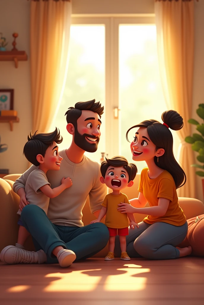 Family today 2024 father mother son and daughter animated