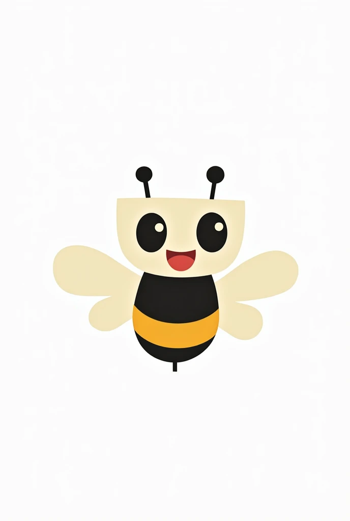 drawing of a bee in the most minimalist cuphead style, with png background