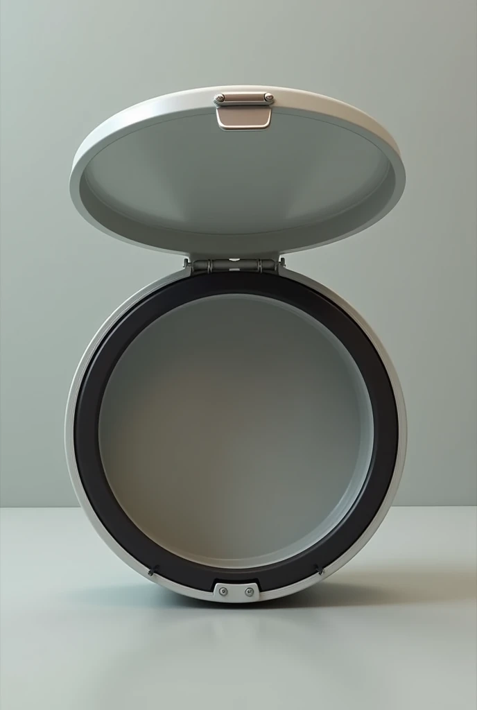 Round frame opens and closes into a trash can to hold items

