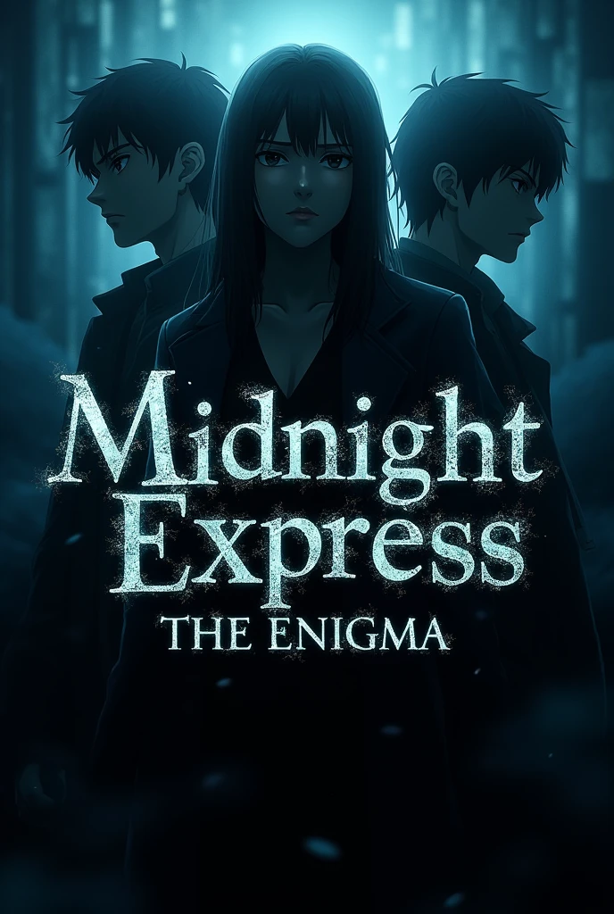 Make a anime movie title logo bead on horror mystery love thriller action movie named Midnight Express: The Enigma anime movie