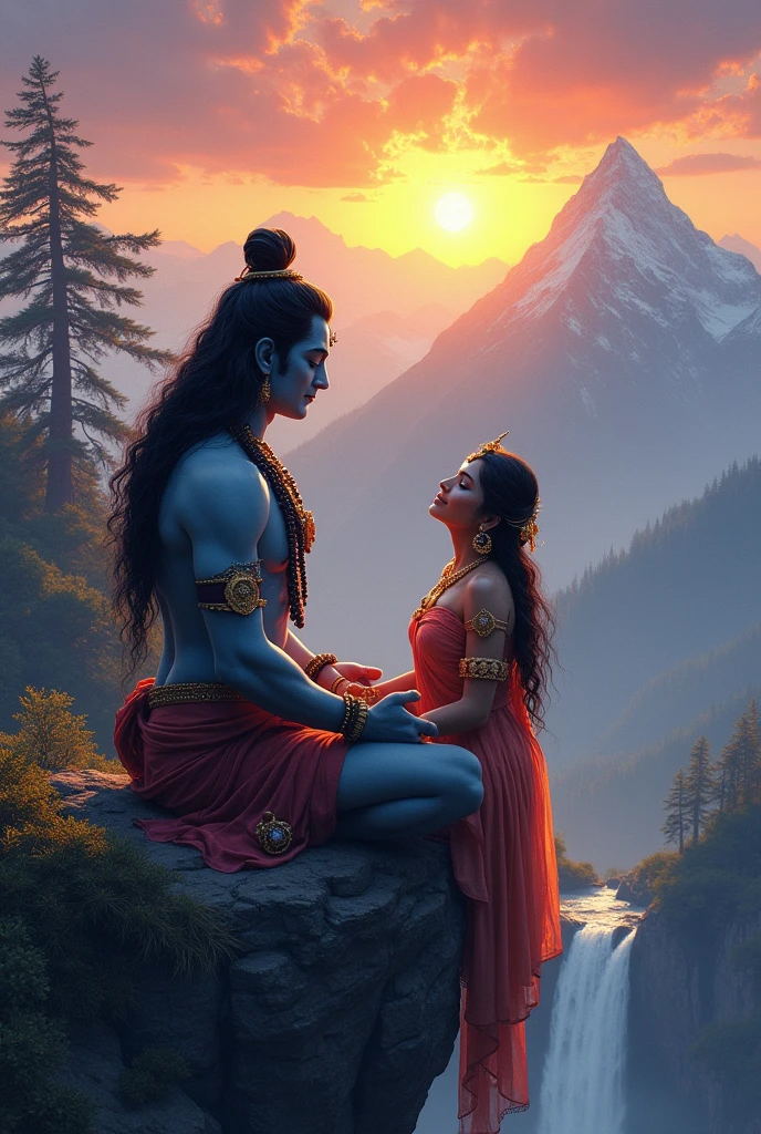 Lord Shiva Parvati is setting