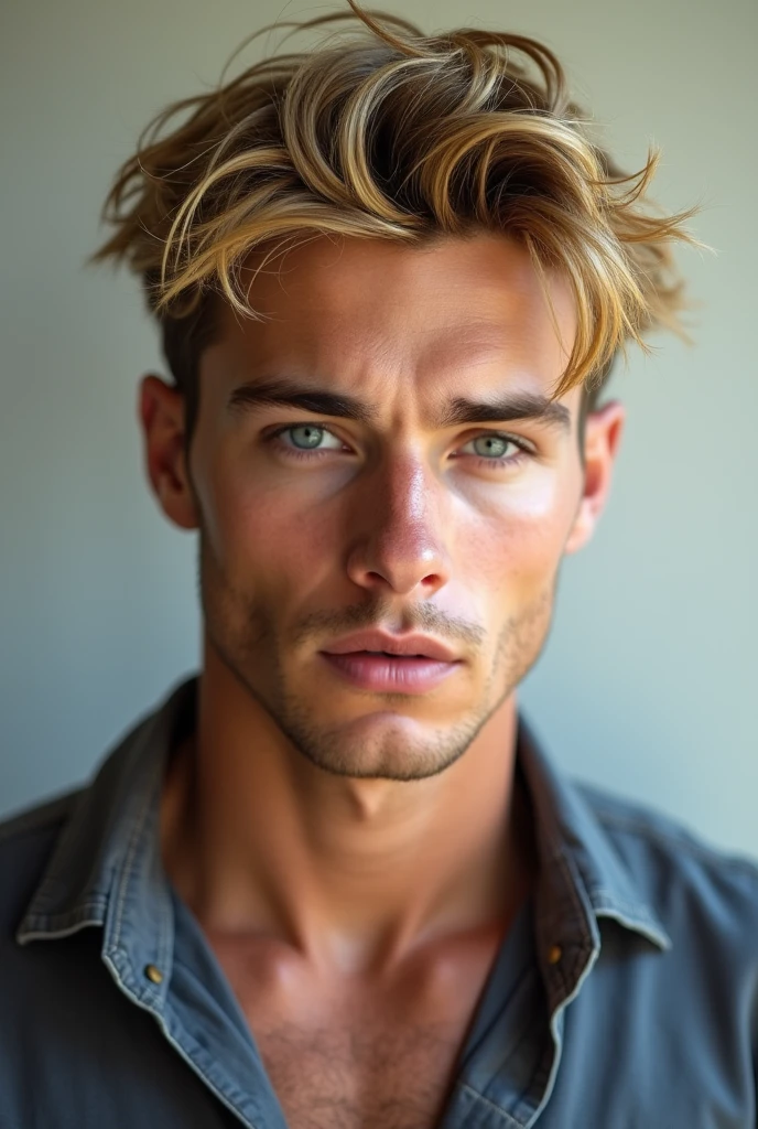 Beautiful blond man with blue eyes