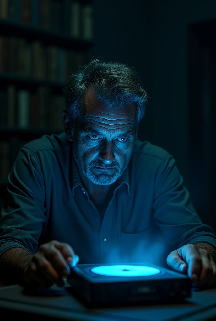Ia creates an image of a man watching a dark DVD