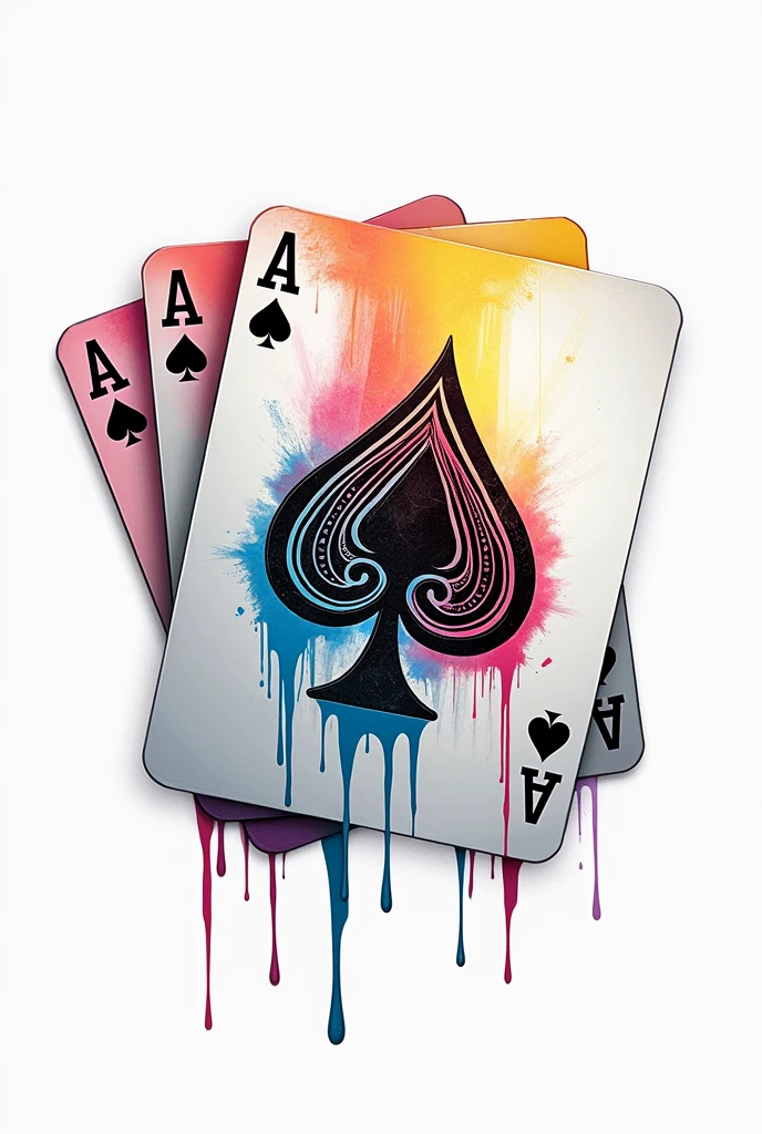 Image of big Aces with colorful dripping, white background
