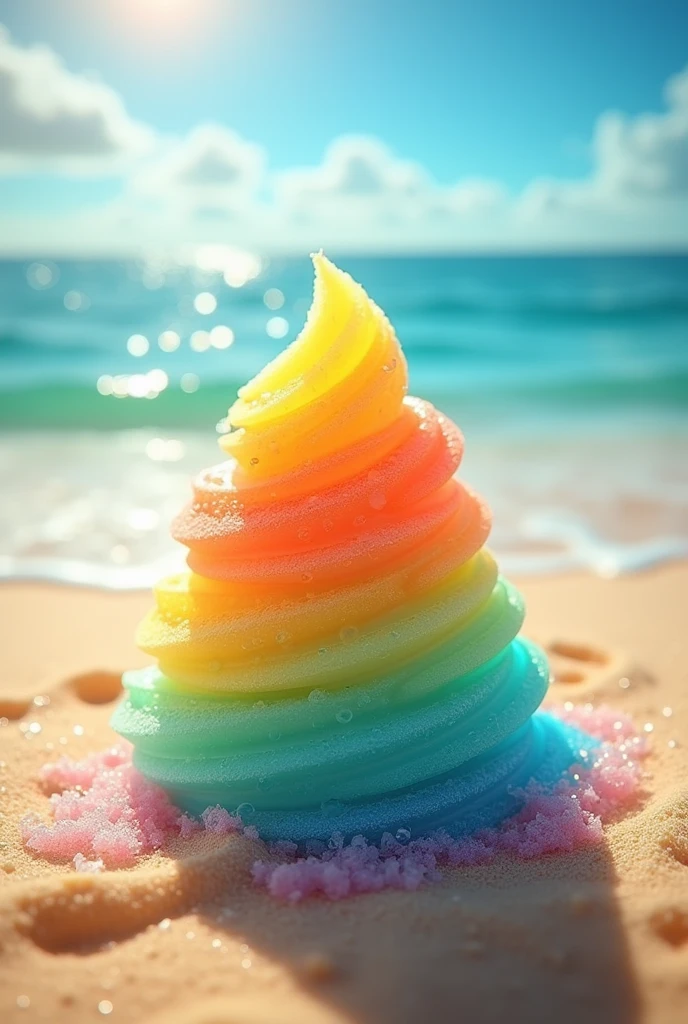 a shaved ice, on the beach on a sunny day