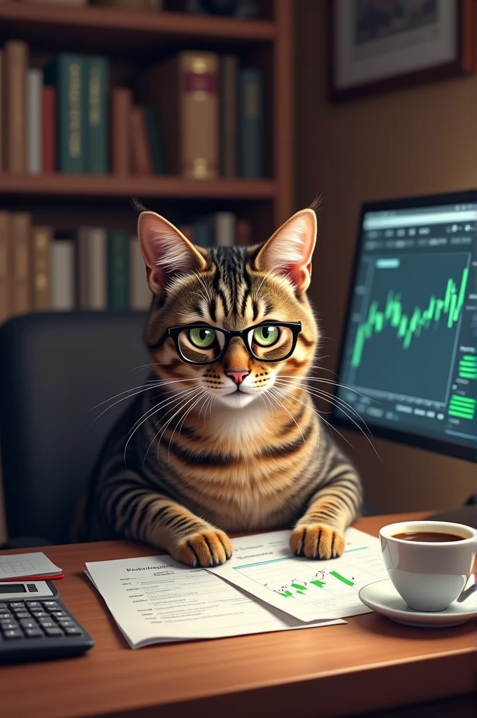 A cat investing in stocks