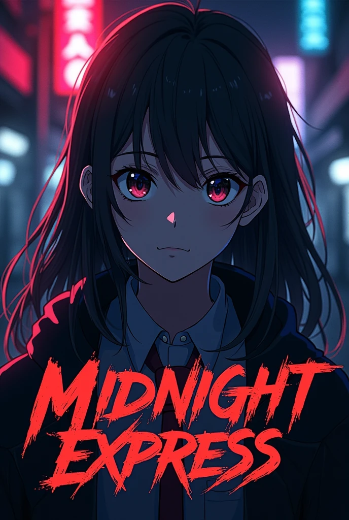 Make a anime movie title logo bead on horror mystery love thriller action movie named Midnight Express: The Enigma anime movie just movie title one more another Midnight Express: The Enigma title change background with any character