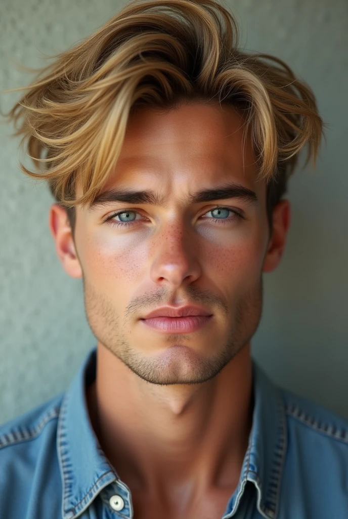 Handsome young blond man with blue eyes