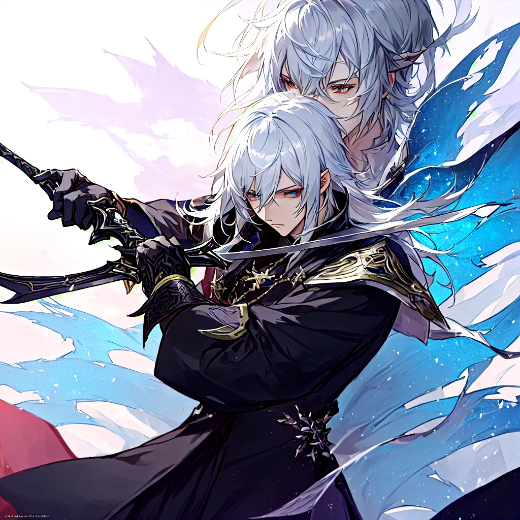 Anime style image of a final fantasy au ra man with white hair and black scales dressed in a knight outfit holding a sword., sacred waters in style of wlop, Portrait of Thancred, sacred waters, cerochan art, I was the point, highly detailed exquisite fanart, cerochan, casimir art, genshin impact keqing, from Shitao, Shadowverse style, son of sparda, au ra character, final fantasy au ra man