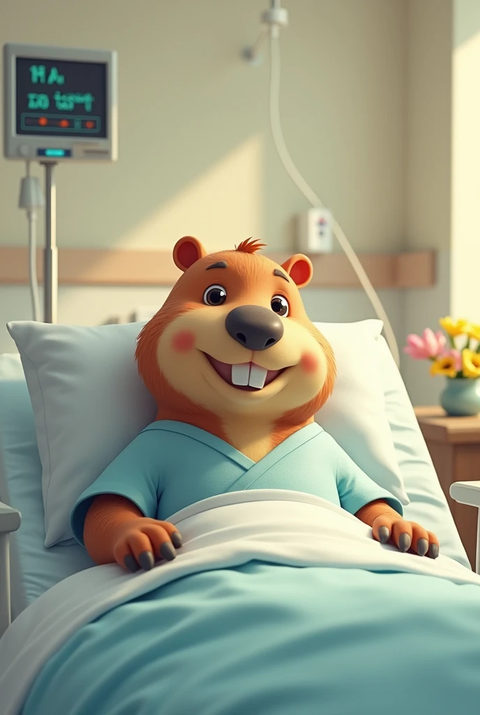 Capybara mascot hospital patient