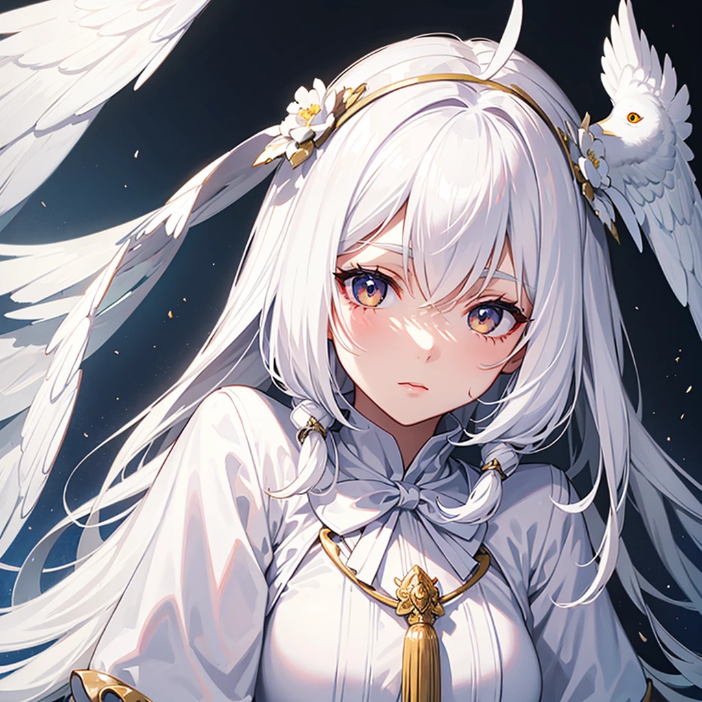 White Crow Girl, a mask on the entire upper part of the face from the nose to the forehead