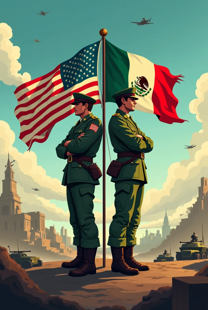 Animated image of Mexico and the United States together during World War II