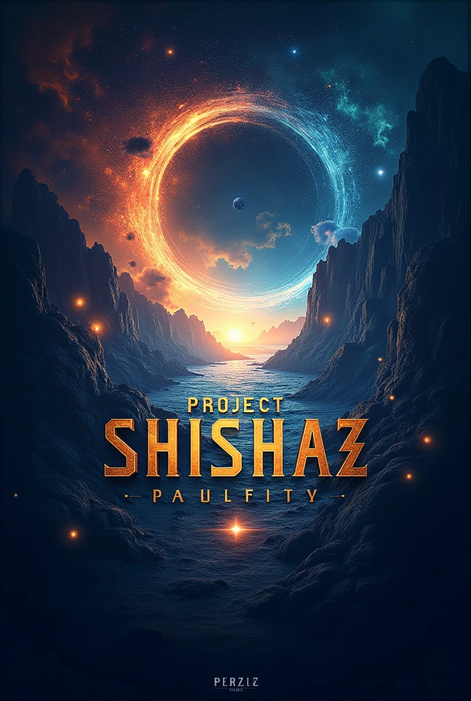 Crate Project shishaz logo for  me which includes cinematography, astronomy,space, warm hole, mountain, ocean, parallel universe, multiverse, stars,dreams and much more and write project shishaz in big fonts should look more interesting with sounds look amazing and should be outstanding please make it look unique and so good