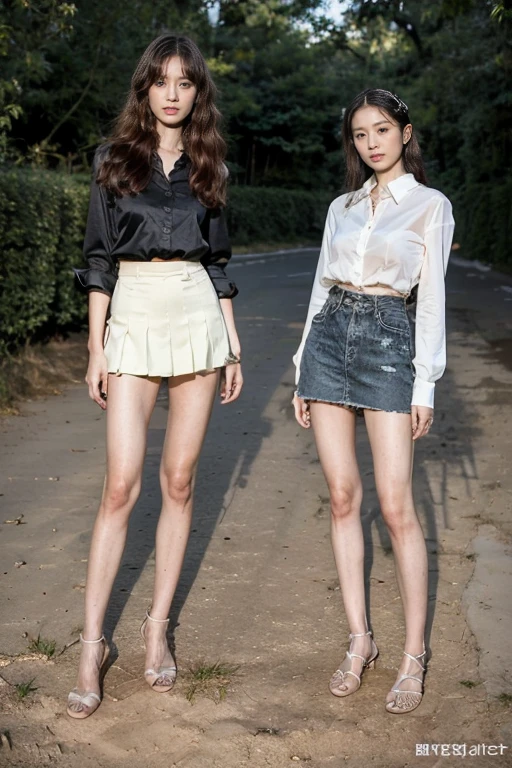 Masterpiece, Best quality, 1girll,stand posture,anatomy correct,Uniforms,White mid-tube socks,with tattoos,wavy and long hair,Accurate and delicate face,Accurate and perfect legs,Slender and slender figure,Skinny,Skinny,Smaller bust,Converse shoes,bookbag