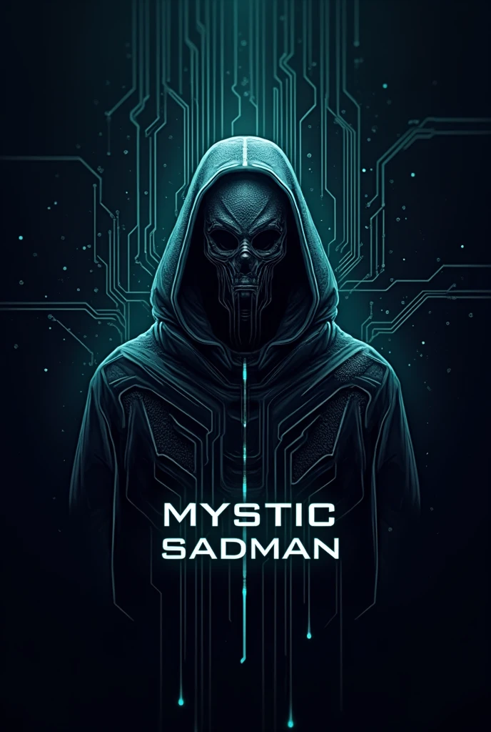 Make a logo with the name, MysticSadman . the logo is like alien technology logo, font is alien technology font, alien motherboard like 