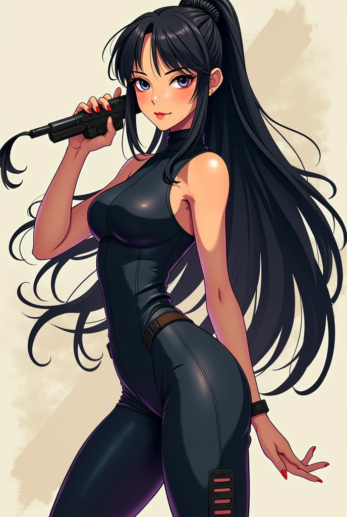 2D drawing anime asian spy with long hair anime style drawing icon