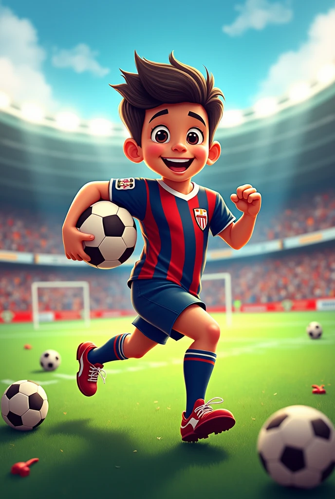 A football-themed birthday invitation for August 24th, the birthday boy's name is Carlos Manuel Granillo Giron
