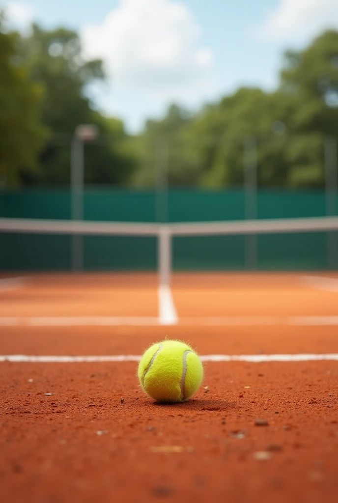 Empty tennis court, clay, blur in the background
