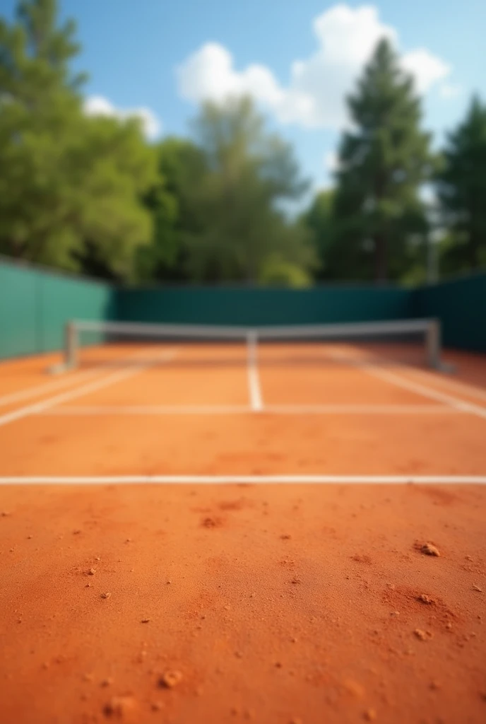 Empty tennis court, clay, blur in the background