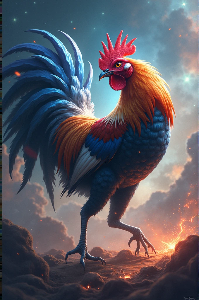 Fighting cock in space