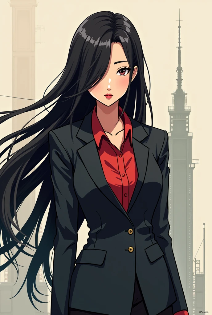 2D drawing anime asian spy with long hair anime style drawing icon