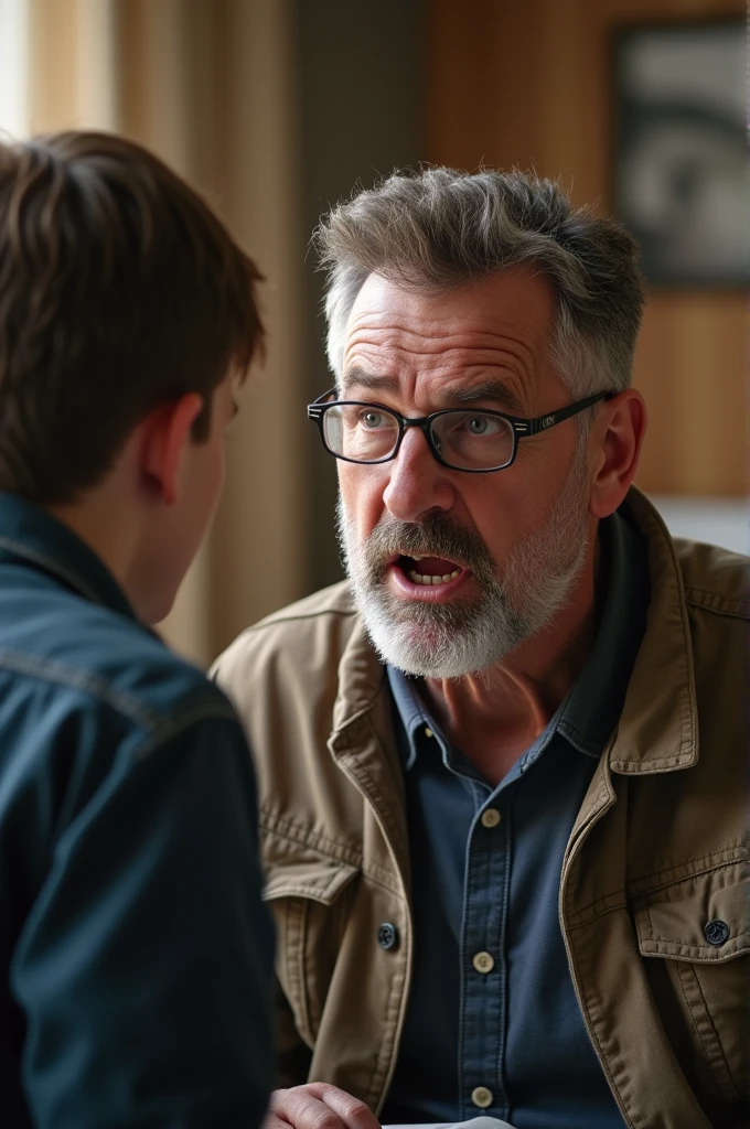 Angry dad scolding his son
