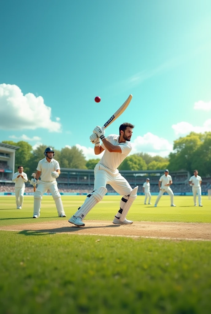 Men playing cricket