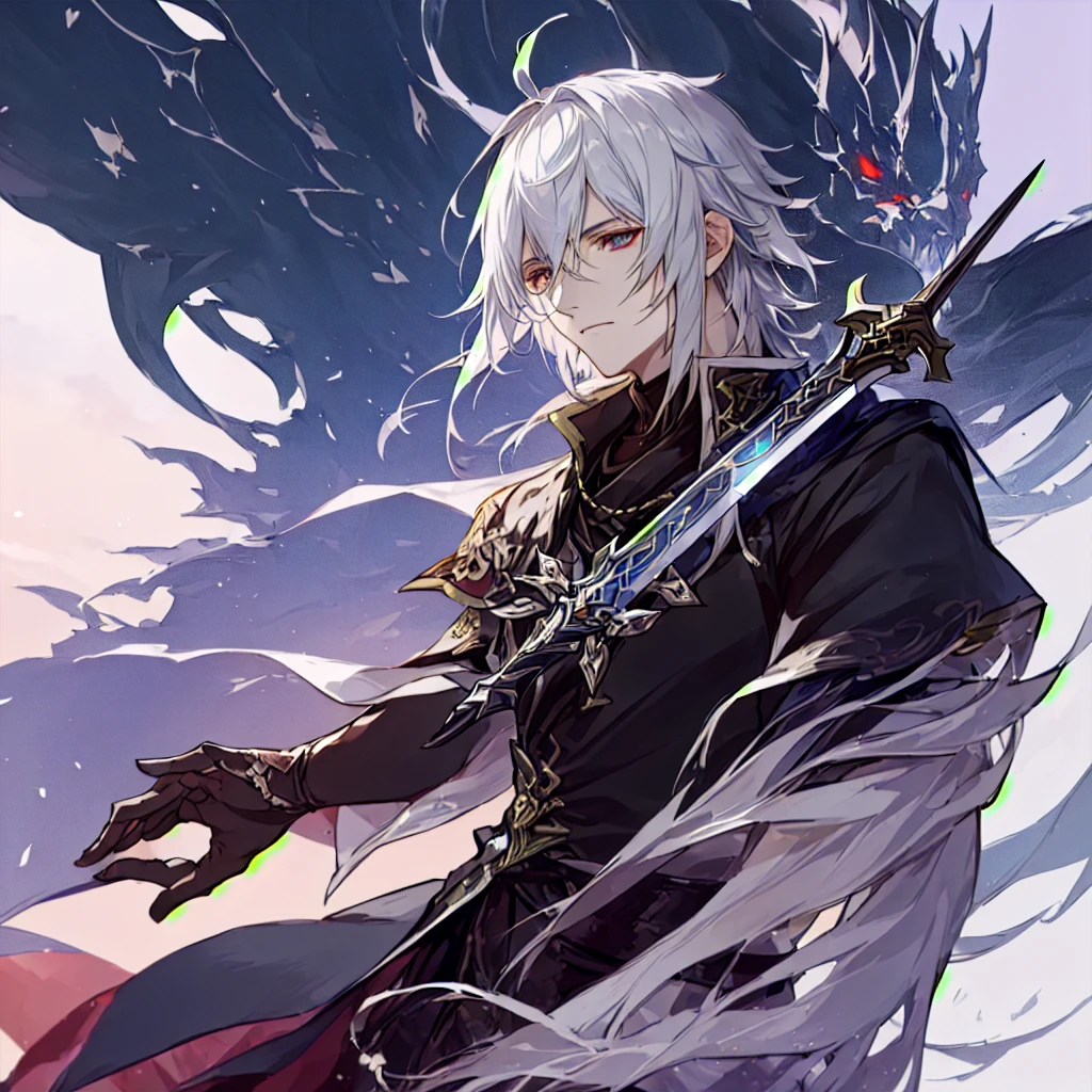 Anime style image of a final fantasy au ra man with white hair and black scales with scars on his face dressed in a knight outfit holding a sword., sacred waters in style of wlop, Portrait of Thancred, sacred waters, cerochan art, I was the point, highly detailed exquisite fanart, cerochan, casimir art, genshin impact keqing, from Shitao, Shadowverse style, son of sparda, au ra character, final fantasy au ra man